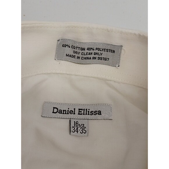 Daniel Ellissa Mens Dress Shirt Ivory French Cuff Contrast Collar 16.5 / 34-35 - Picture 6 of 6